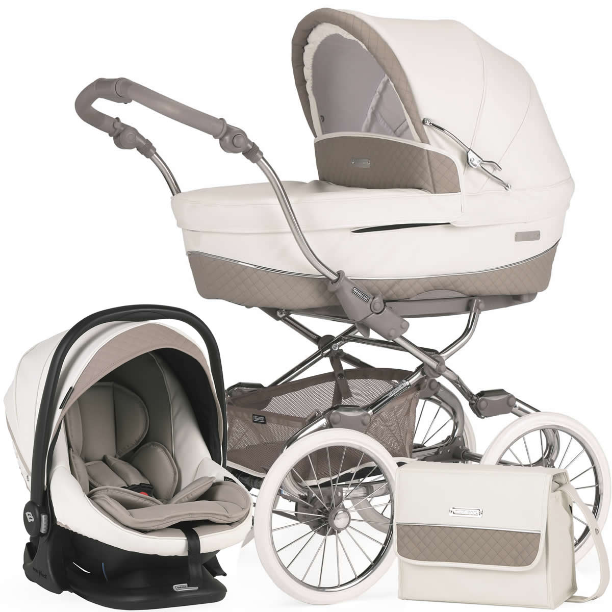 Bebecar Stylo Class Special Pram Lie Flat Car Seat Travel System Raincover FREE Bag Iced Mocha